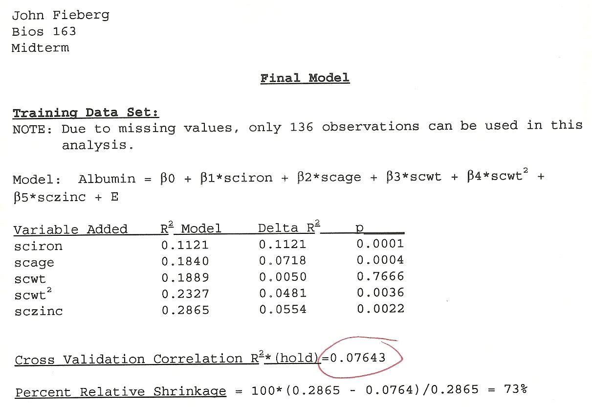 My mid-tem exam from my Linear Models class.